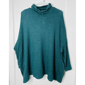 Anthropologie Postmark Womens Sz M Teal Mila Turtleneck Sweater Relaxed Fit